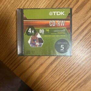 TDK CD-RW Compact Disk Recordable 80 Min 700MB 4X 5-Pack New/Sealed